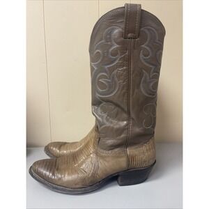 Vintage Nocona Mens Exotic Tegu Lizard Skin Cowboy Boots 8.5 Great Condition!